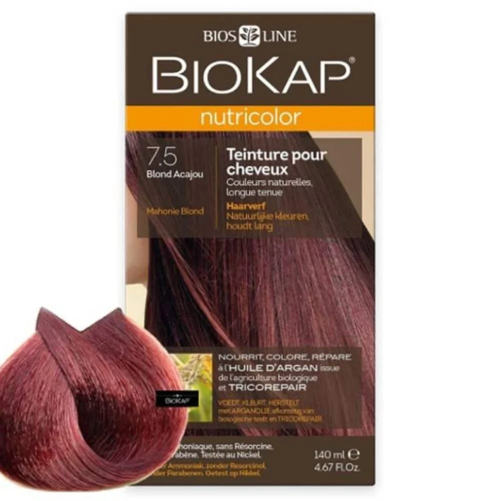 biokap-nutricolor-coloration-naturelle-cheveux-140ml-75-blond-acajou.jpg Étui Biokap Nutricolor 7.5 blond acajou teinture cheveux 140 ml
