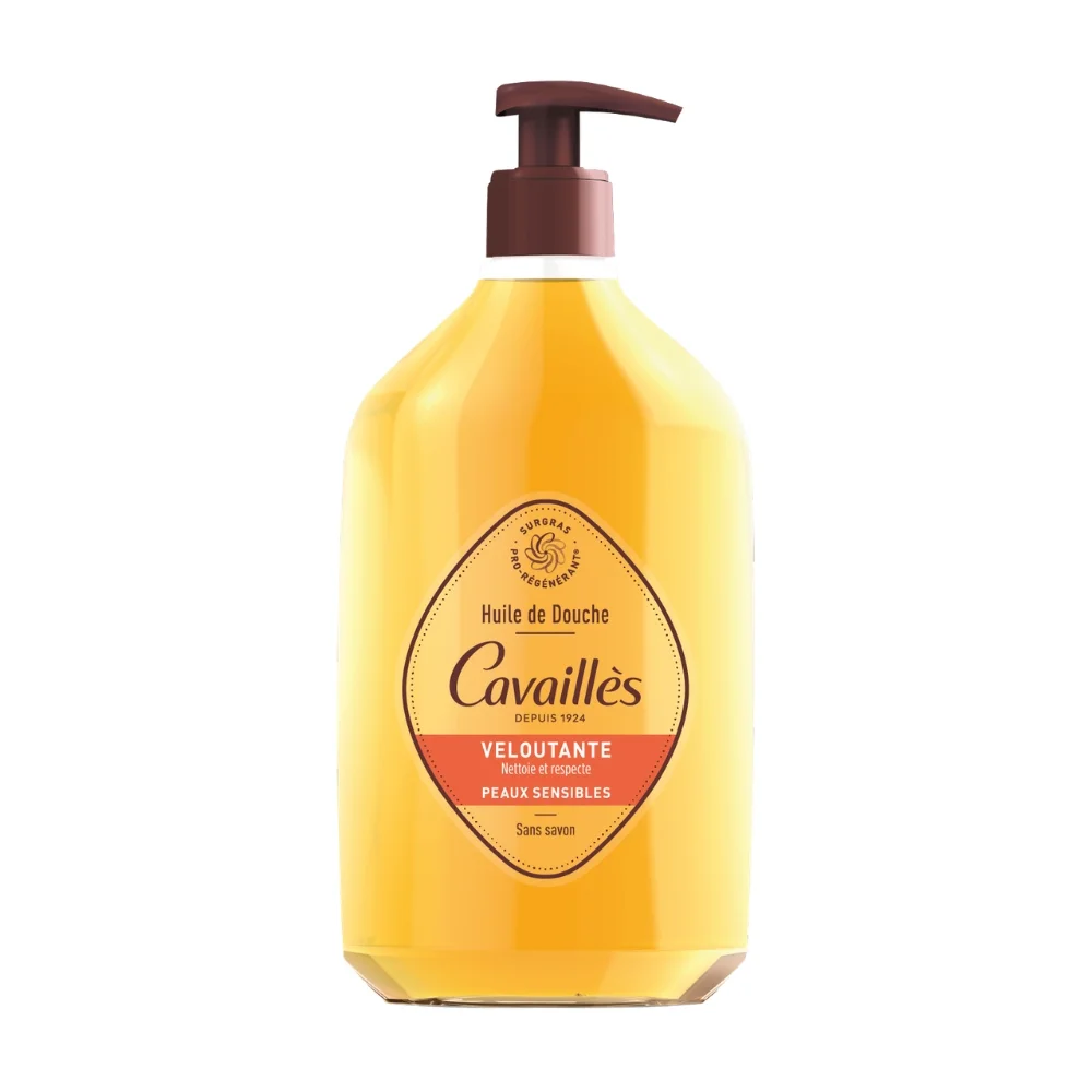 cavailles-huile-de-douche-veloutante-sans-savon-250ml.jpg Flacon-pompe ambré Cavaillès huile de douche veloutante pour peaux sensibles