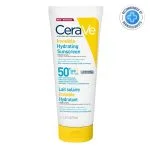 Tube blanc et jaune CeraVe Lait Solaire Invisible Hydratant SPF50+, 75ml