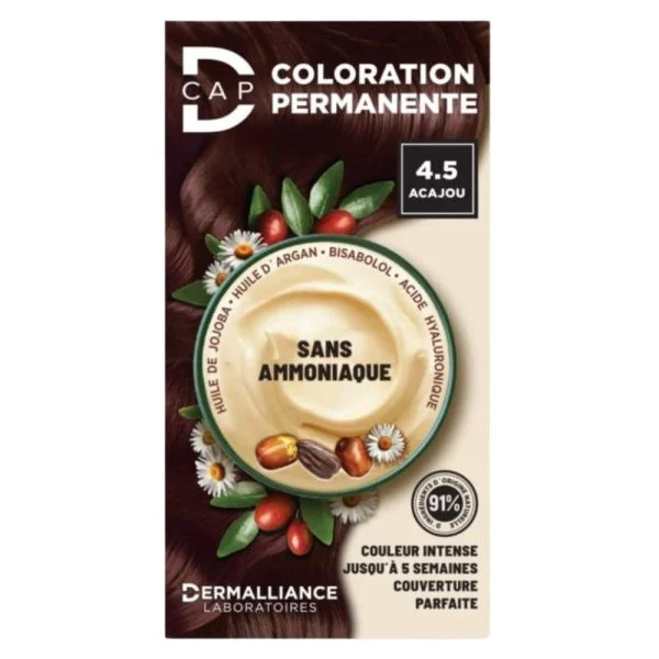 Étui D-Cap coloration permanente 4.5 acajou sans ammoniaque, chevelure acajou