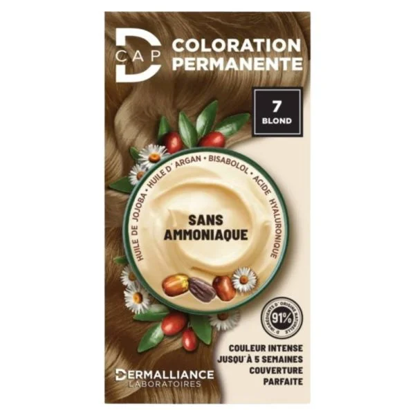 Étui D-Cap coloration permanente 7 blond sans ammoniaque, chevelure blonde