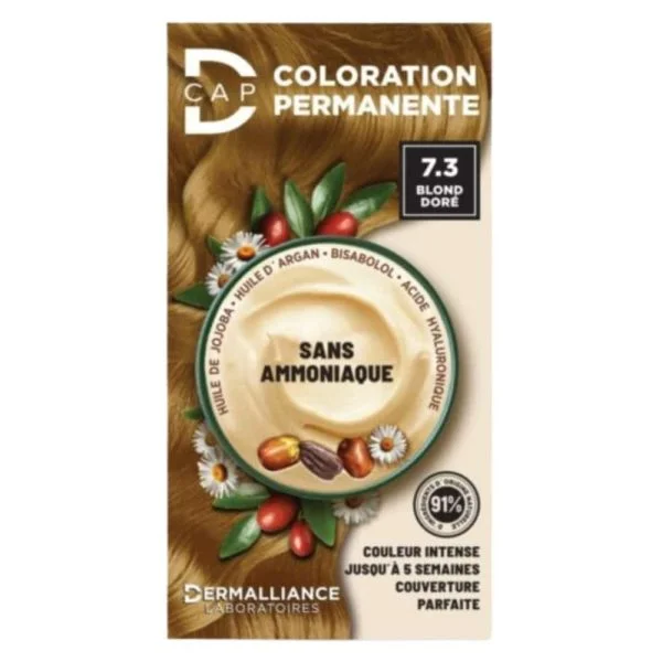 Étui D-Cap coloration permanente 7.3 blond doré sans ammoniaque, chevelure blond doré