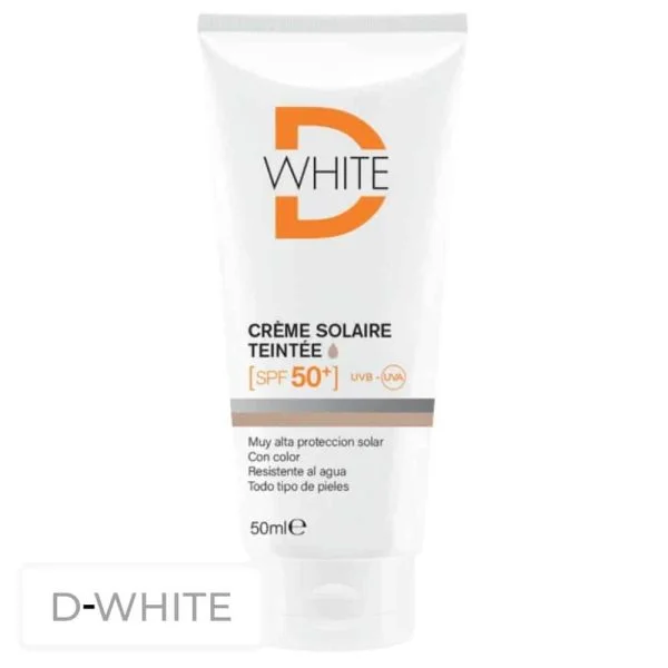 Tube blanc D-White crème solaire teintée SPF 50+ 50 ml