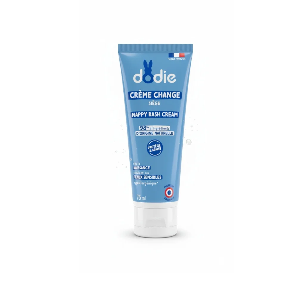 dodie-creme-de-change-sans-parfum-75-ml.jpg Tube bleu Dodie, crème change siège 75 ml, logo lapin