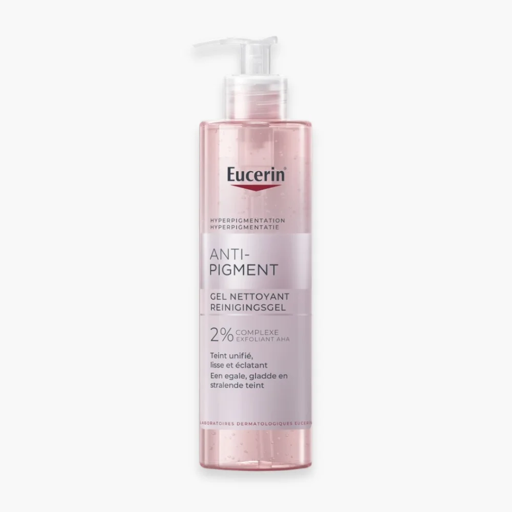 eucerin-anti-pigment-gel-nettoyant-200ml.jpg Flacon pompe rose Eucerin Anti-Pigment Gel Nettoyant format 200 ml