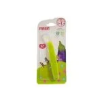 Cuillère Farlin manche vert et tête en silicone blanc sous blister