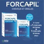 Boîtes Arkopharma Forcapil Fortifiant 180 gélules et 60 gélules sur fond bleu