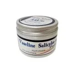 Pot métallique argenté de pommade vaseline salicylée 10 % hydratante kératolytique