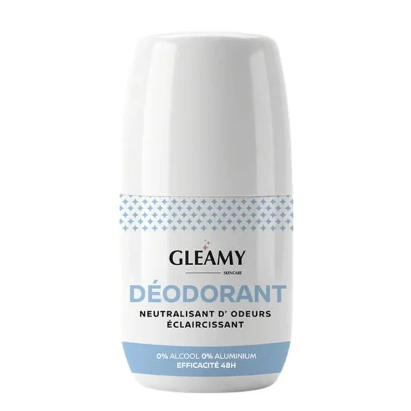 Flacon roll-on blanc Gleamy déodorant neutralisant d'odeurs éclaircissant