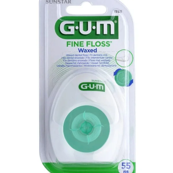Boîte de fil dentaire ciré GUM Fine Floss vert 55 mètres