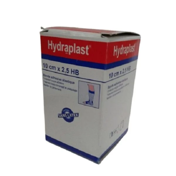 Boîte rouge et blanche Hydraplast, bande adhésive élastique 10 cm