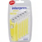 Blister jaune de six brossettes interdentaires Interprox Plus Mini Dentaid