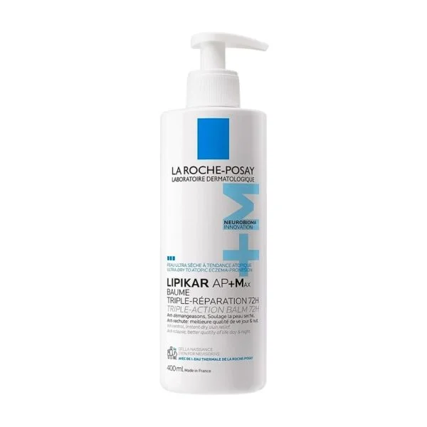 Flacon-pompe blanc Lipikar AP+Max baume La Roche-Posay 400 ml