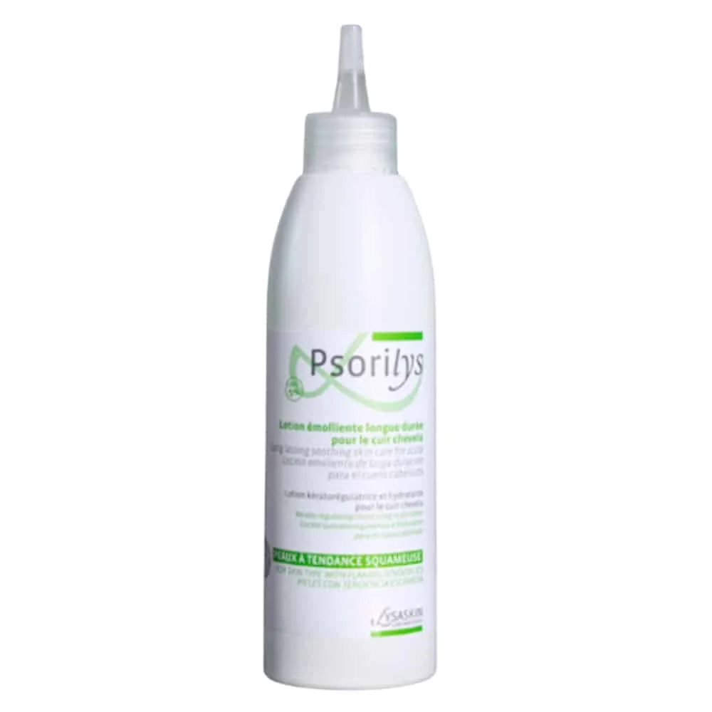 lysaskin-psorilys-lotion-emolliente-longue-duree-cuir-chevelu-200ml.jpg Flacon blanc Psorilys Lysaskin lotion émolliente cuir chevelu peaux squameuses