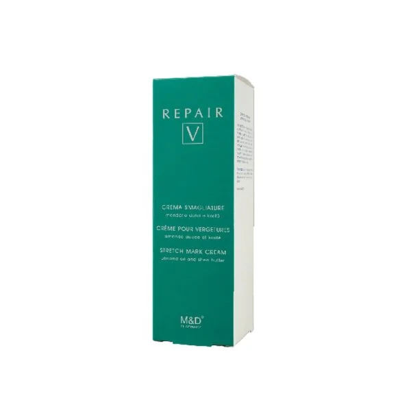 Étui vert M&D Pharmacy Repair V crème pour vergetures amande et karité