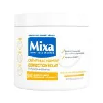 Pot blanc Mixa crème niacinamide correction éclat, bandeau bleu et jaune