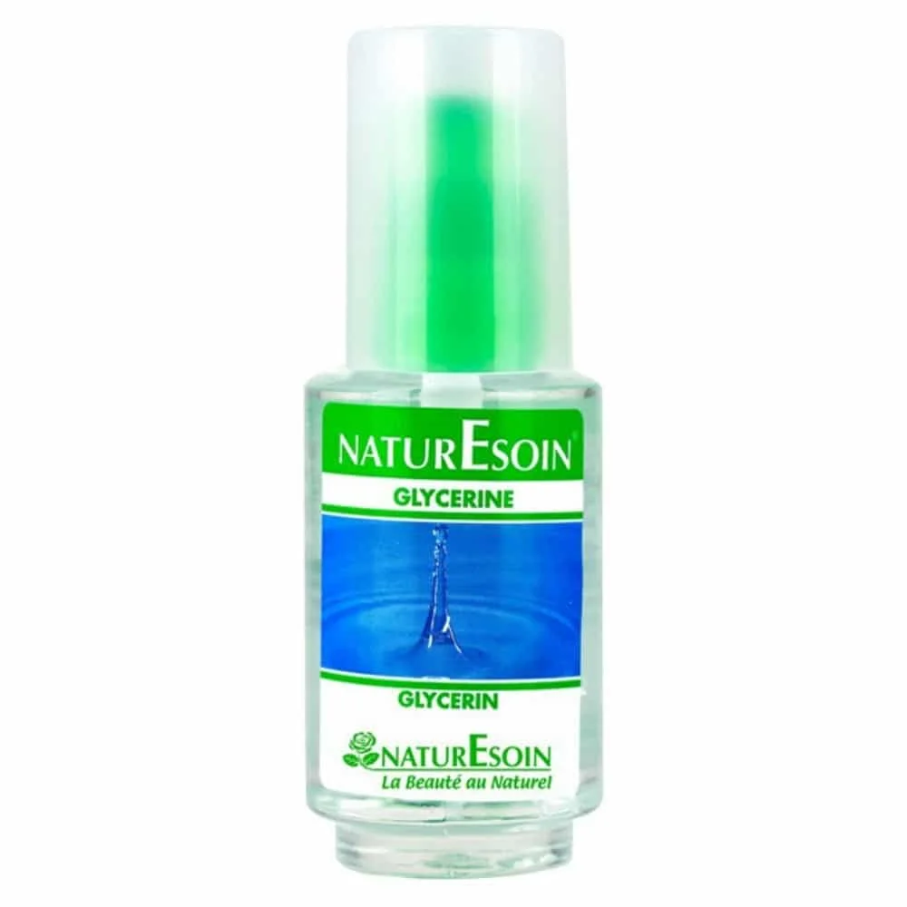 naturesoin-glycerine-50ml.jpg Flacon pompe transparent NaturEsoin Glycérine 50 ml étiquette verte et bleue