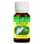 Flacon verre ambré NaturEsoin huile essentielle arbre à thé 10 ml étiquette verte