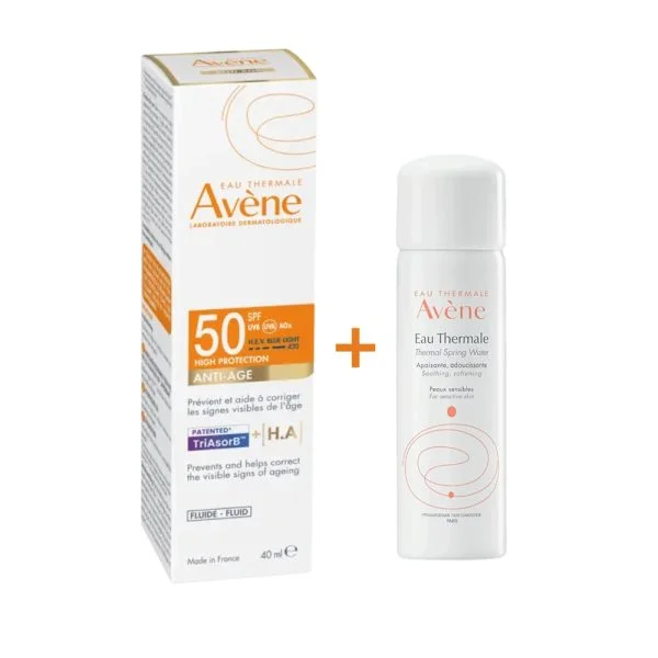 🎁 Pack 🎁 AVENE Ecran Anti-Age Spf50 Fluide 40ml + Eau Thermale Pack