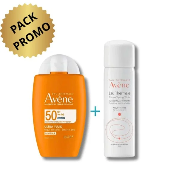 🎁 Pack 🎁 AVENE Ecran Ultra Fluide Invisible Spf50+ 50ml + Eau Thermale Pack