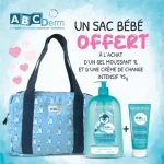 Pack Bioderma ABCDerm : sac bébé, gel moussant 1L et crème de change 75g