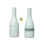 Flacons vert d'eau Björn Axén Moisture Shampoo et Conditioner sur fond blanc