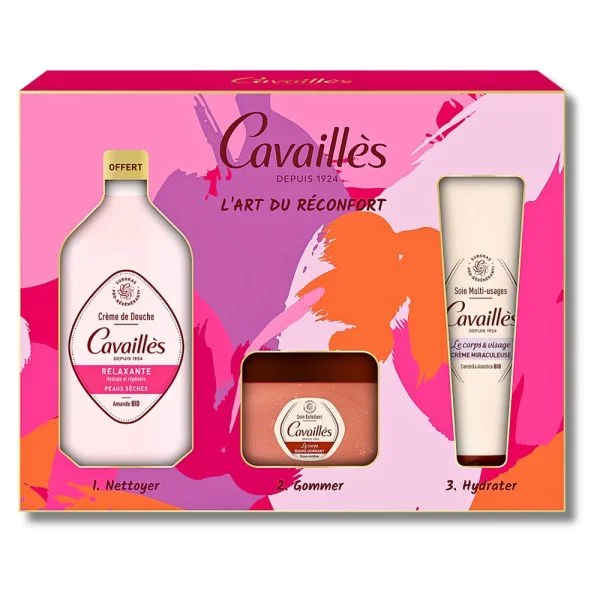 🎁 Pack 🎁 CAVAILLES Coffret Cr Douche Relaxant+Baume Gommant+Cr Miraculeuse