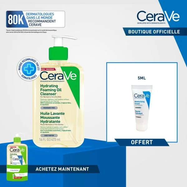 🎁 Pack 🎁 CERAVE Huile Lavante Moussante 473ml + Baume Hydratant 5ml Offert