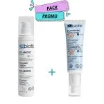 Flacon-pompe D-Biotic Eclabiotic et tube écran solaire invisible SPF50+