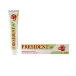 Tube et étui vert clair du dentifrice President Kids fraise 3-6 ans
