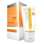 Tube blanc et orange Skin Tech Melablock-HSP SPF 50 avec son étui