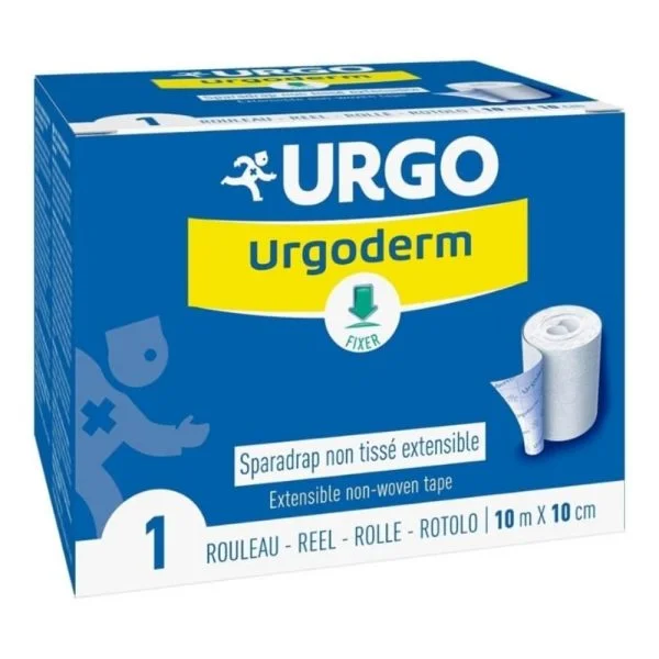 Étui bleu et jaune Urgo Urgoderm sparadrap non tissé 10 m