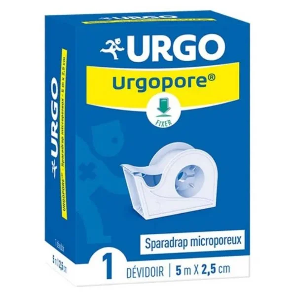 Boîte bleue Urgo Urgopore sparadrap microporeux dévidoir 5 m 2,5 cm