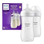 Deux biberons Avent Natural Response 300 ml et leur boîte violette