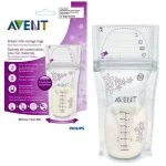 Boîte violette Avent et sachet gradué de conservation du lait maternel