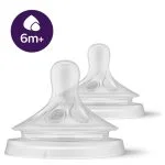 Deux tétines Avent Natural Response en silicone translucide avec repère 6