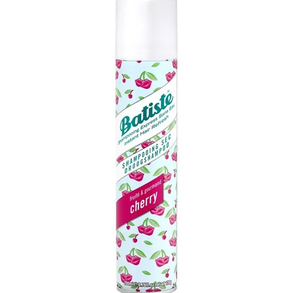 Aérosol Batiste shampooing sec Cherry 200 ml motif cerises fond bleu