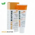 Étui et tube SoleilBiafine émulsion solaire visage FPS 50 texture fluide