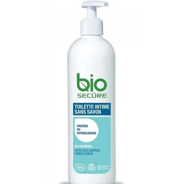 Flacon pompe blanc Bio Secure Toilette Intime au calendula, sans savon, 240 ml
