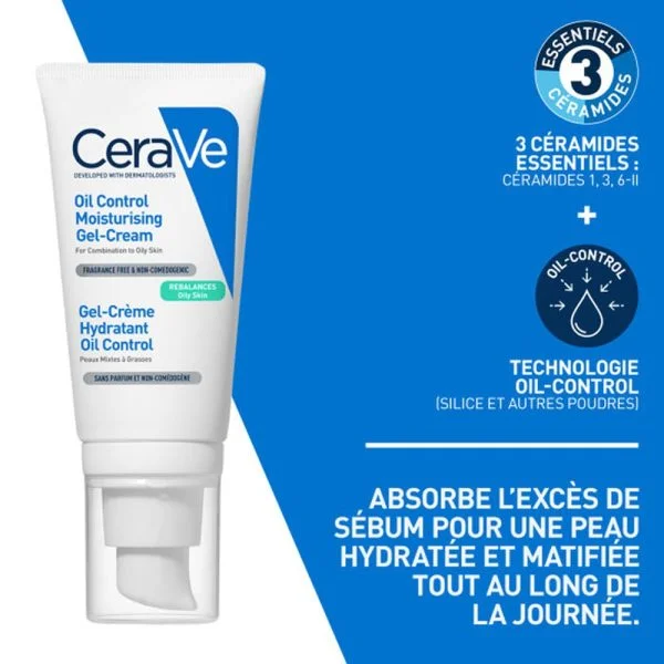 CeraVe Gel-Creme Hydratant Oil Control Peau Mixte a Grasse 52ml – photo 2