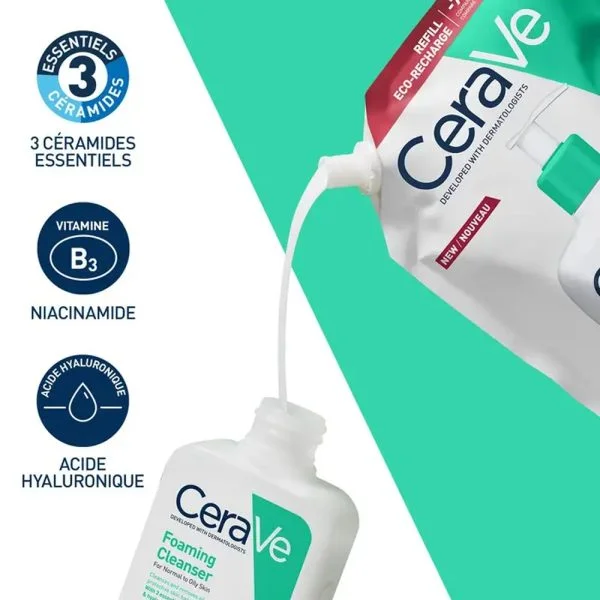 CeraVe Gel Moussant Nettoyant Peau Normale a Grasse Eco-Recharge 473ml – photo 2