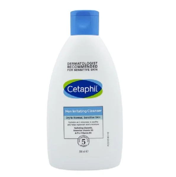 Flacon blanc Cetaphil lotion nettoyante non irritante, bouchon bleu, 200 ml
