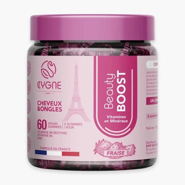 Cygne Beauty Boost Vitamines et Minéraux Cheveux et Ongles Fraise 60 Gummies