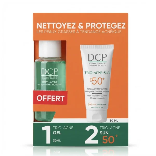 DCP Duo Peaux Grasses à Tendance Acnéique Écran Solaire Trio-Acné Sun SPF 50+ + Gel Nettoyant Moussant Trio-Acné 30 ml Offert – photo 2