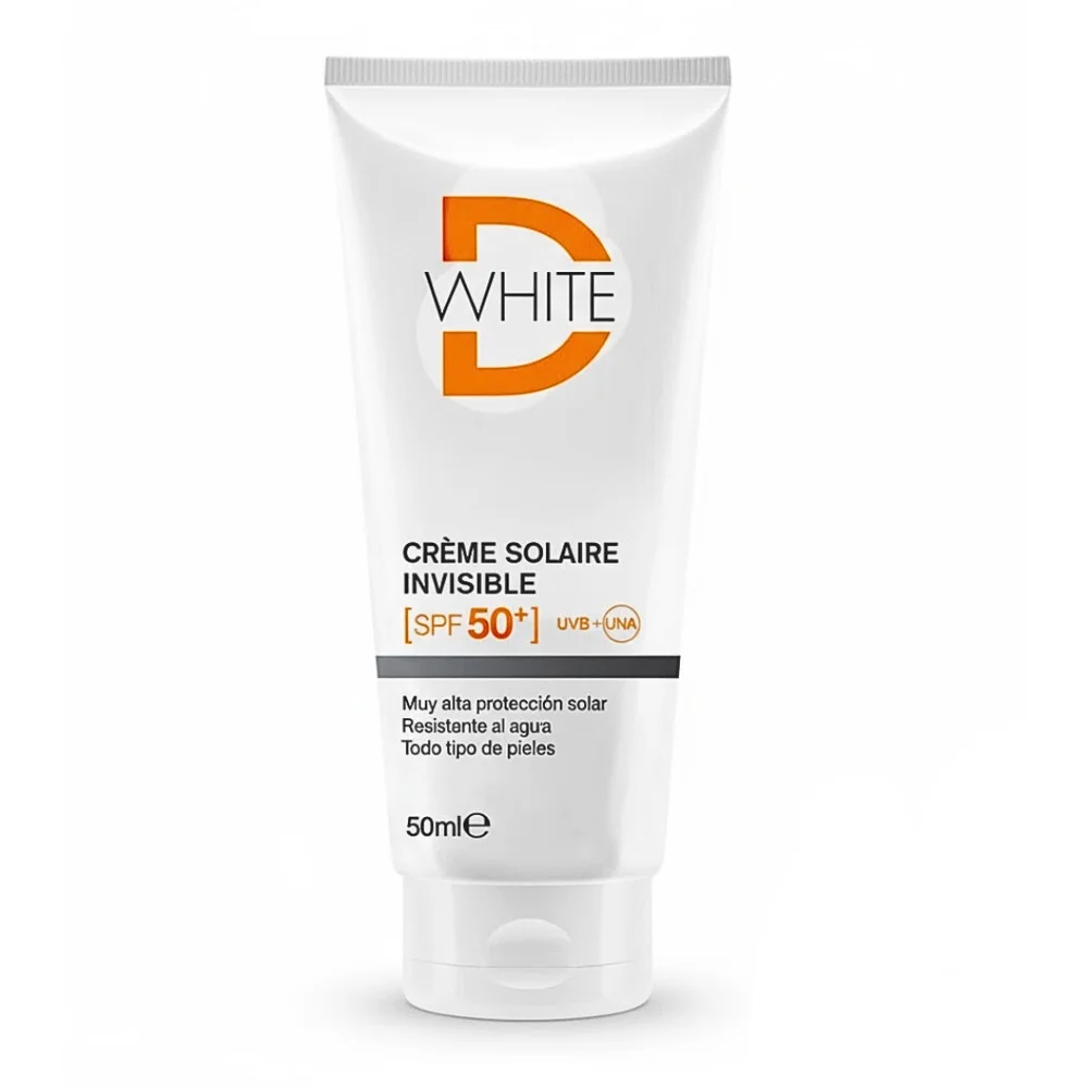 dermalliance-d-white-creme-solaire-ultra-fluide-matifiante-spf50-40ml.jpg Tube blanc Dermalliance D-White crème solaire invisible SPF 50+ 50 ml
