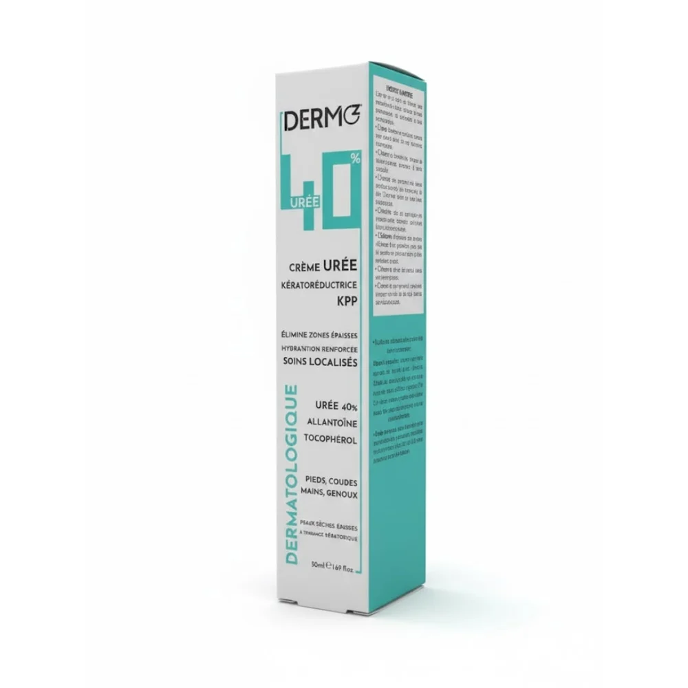 dermoz-creme-uree-40-50ml.jpg Étui blanc et turquoise Dermoz crème urée 40 % KPP, 50 ml