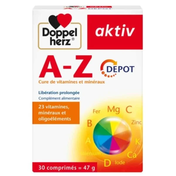 Doppel Herz Aktiv A-Z Depot Cure de Vitamines et Mineraux 30 Comprimes