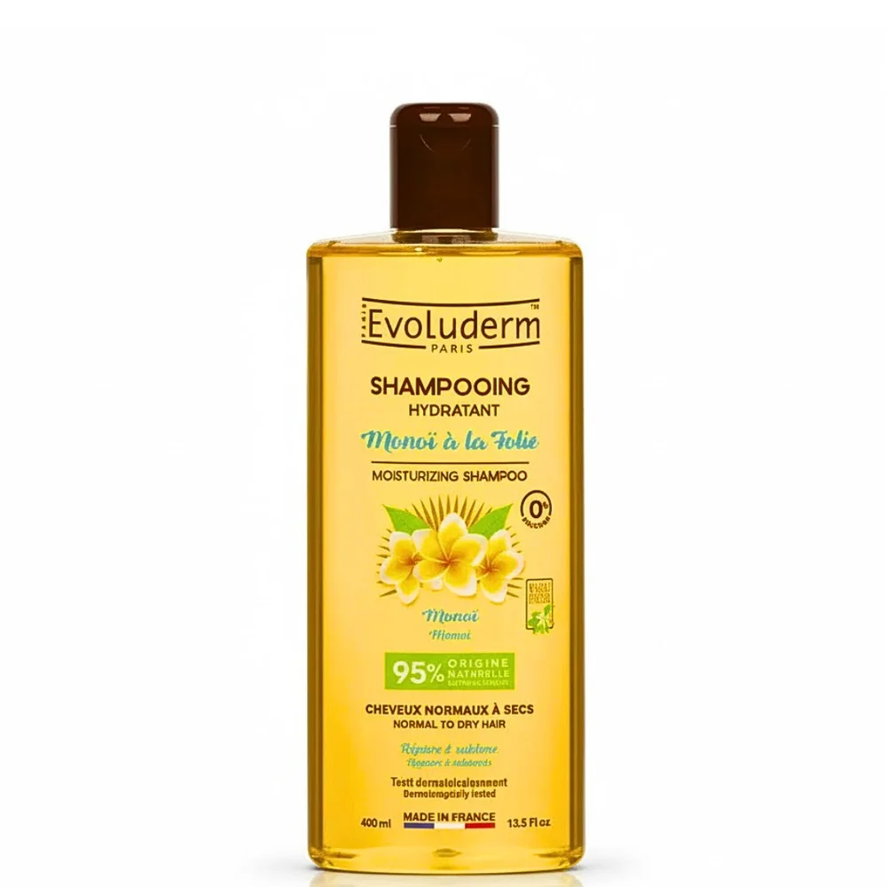 evoluderm-shampoing-monoi-a-la-folie-400ml.jpg Flacon doré Evoluderm Shampooing Hydratant Monoï à la Folie 400 ml