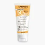 Tube orange et blanc Gamarde crème solaire visage SPF 50 minérale