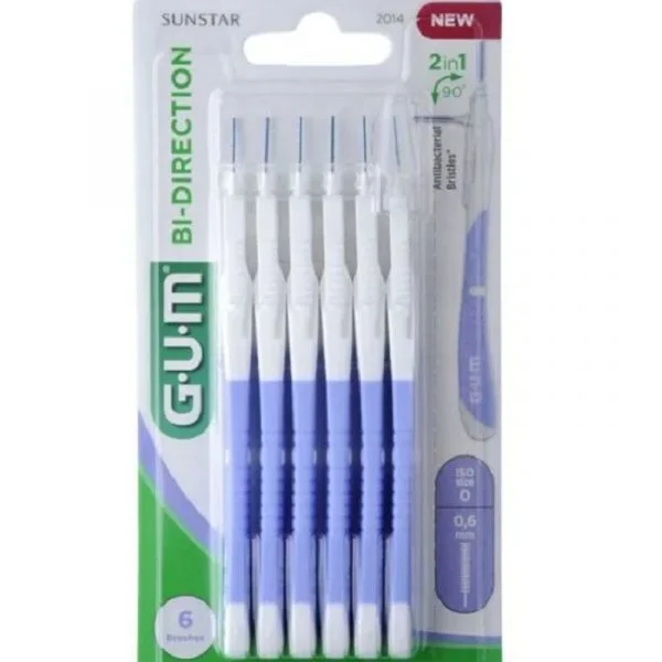 GUM Bi-Direction Brossettes Interdentaires 0,6 mm ISO 0 Lot de 6 - 2014